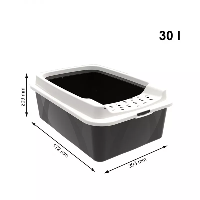 Otwarta kuweta dla kota Rotho Bonnie Cat 572×393×209 mm, technopolimer, 30 L, czarno-szara
