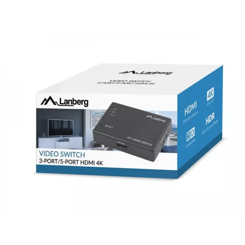 LANBERG PRZEŁĄCZNIK WIDEO 3X HDMI + PORT MICRO USB