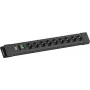 Listwa zasilająca Bachmann CONNECTUS 9x gniazda CEE7/3 z 1x przełącznikiem, kabel 2,0 m, wtyczka CEE7/7 — Czarna