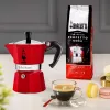 Ręczny ekspres do kawy BIALETTI 4941 czerwony — aluminiowy zaparzacz w stylu tureckim na płytę kuchenną, 0,05 L