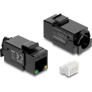 Keystone module DELOCK 86609 — płaski RJ-45, Czarny, 16.4×37.5×22 mm