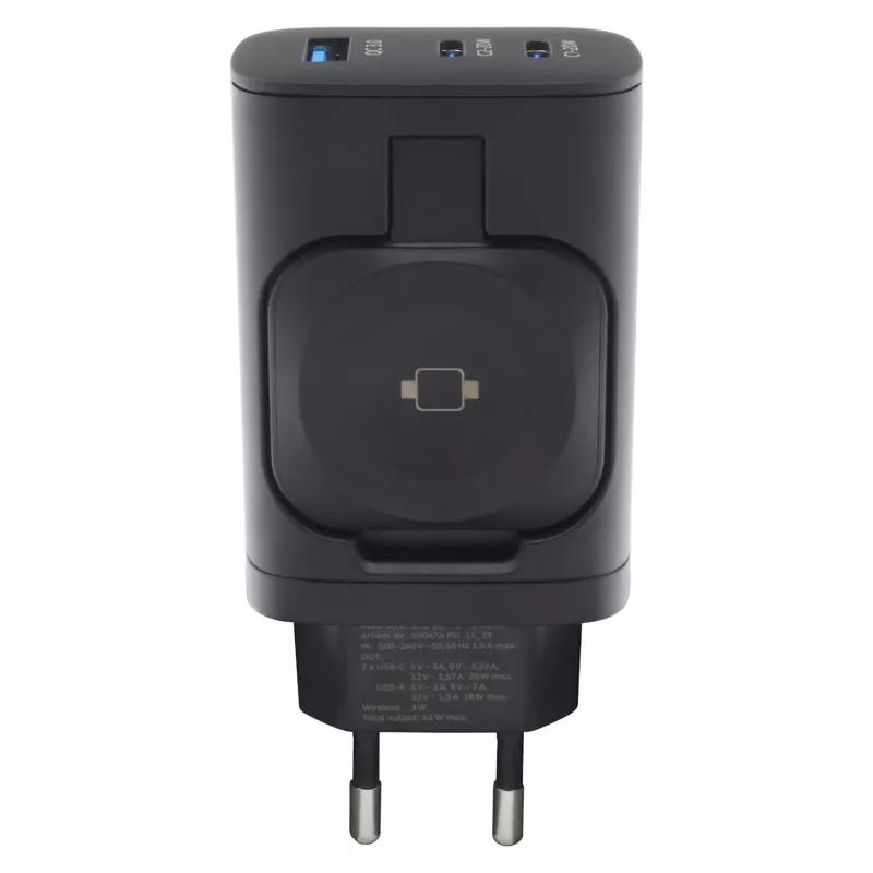 RealPower 450476 ładowarka do urządzeń mobilnych Powerbank, Smartwatch, Tablet Czarna AC Ładowanie bezprzewodowe Szybkie ładowanie Do użytku wewnętrznego