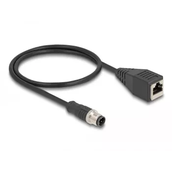 Kabel przejściowy DeLOCK M12 D-kodowany 4-pinowy męski na RJ45 żeński 50 cm