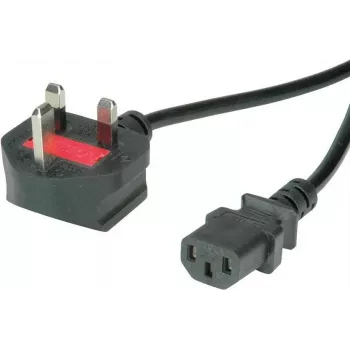 VALUE - kabel zasilający - BS 1363 (M) kątowy do IEC 60320 C13 prosty - AC 250 V - 10 A - 3 m - Czarny