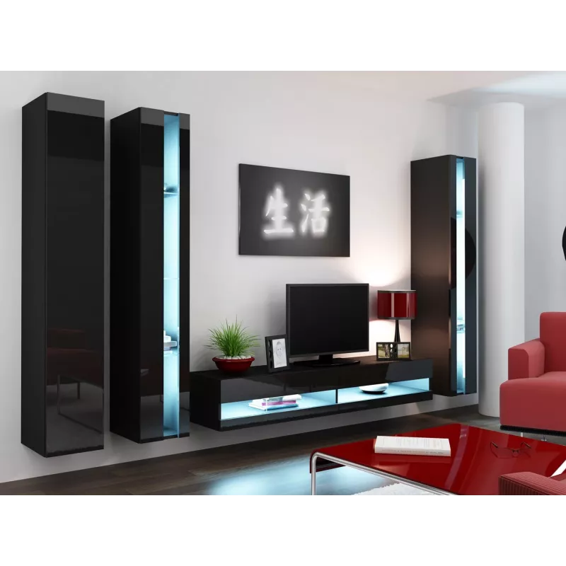 Regał Cama VIGO NEW 180/40/30 czarny/czarny połysk