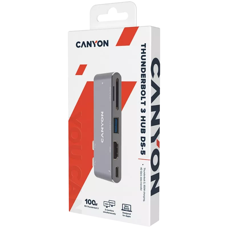 Canyon DS-5 USB 2.0 Type-C Szary Czytnik Kart SD 60 Hz
