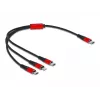 Kabel do ładowania USB DeLOCK 86710 3 w 1 USB Type-C do Lightning Micro USB 30 cm Czarny Czerwony
