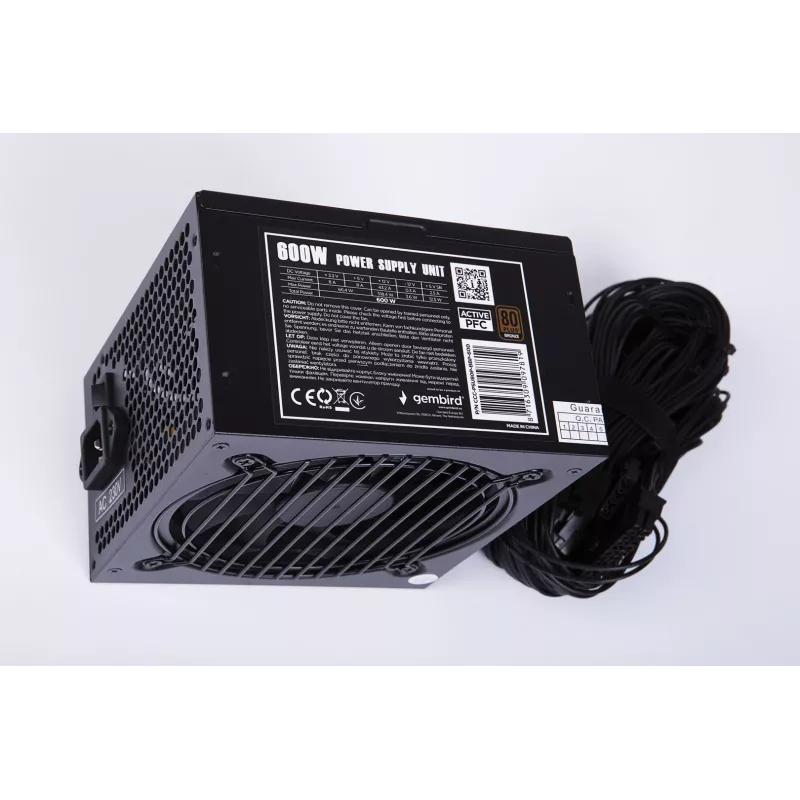 Zasilacz ATX 80+Bronze 600W aktywny PFC, wentylator 12cm