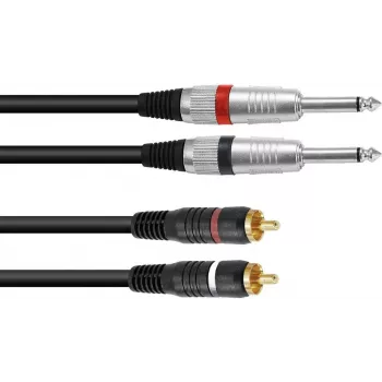 adapter kablowya audio Omnitronic 2x jack 3,5 mm na 2x RCA, 3 m, czarny