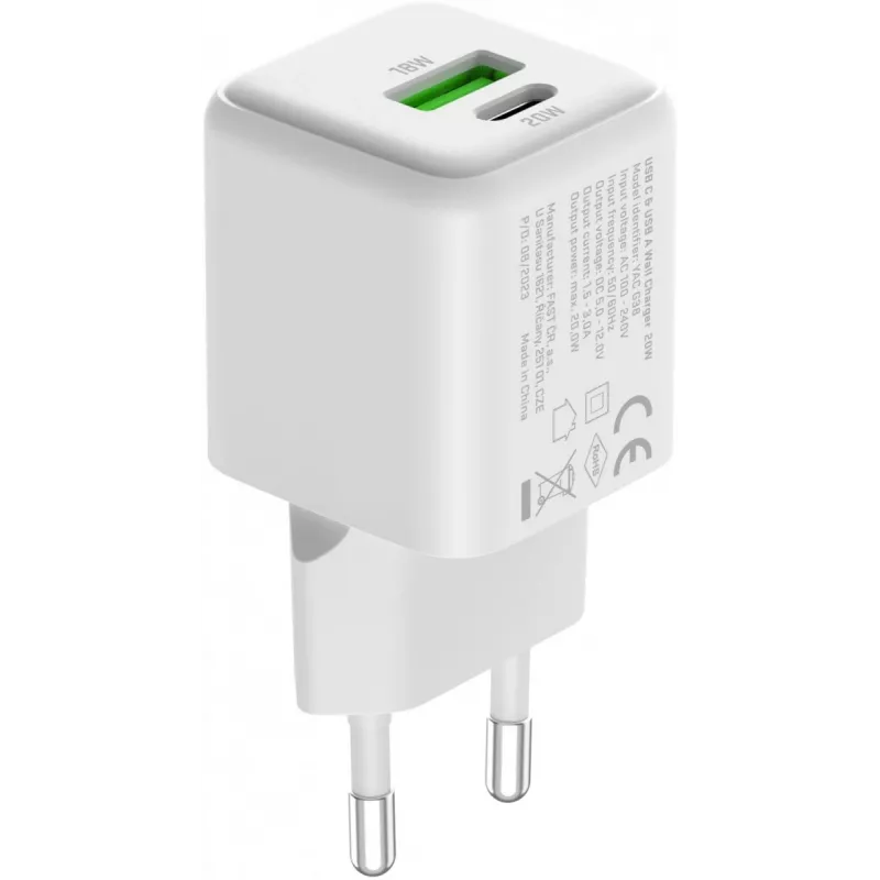 Ładowarka sieciowa USB C/A YENKEE YAC G38 20W 3A Power Delivery (USB‑C i USB‑A)