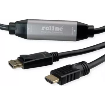 ROLINE Adapterkabel - DisplayPort männlich zu HDMI männlich - 10 m - Schwarz - unterstützt 4K 60 Hz (3840 x 2160)