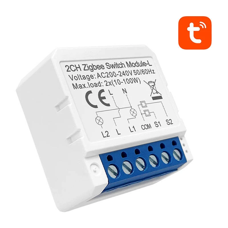 Smart switch module Avatto LZWSM16-W2 ZigBee — no neutral required, in-wall relay module