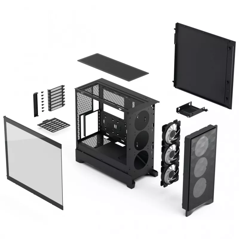 Obudowa PC Fractal Design Pop 2 Air Czarny TG RGB Midi Tower — ATX/Micro‑ATX/Mini‑ITX, 3x120mm przód, 1x120mm tył, zatoki 2,5 cala+3,5 cala