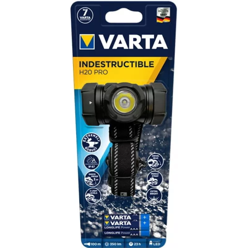Lampa czołowa Varta INDESTRUCTIBLE H20 PRO Czarna LED 350 lm