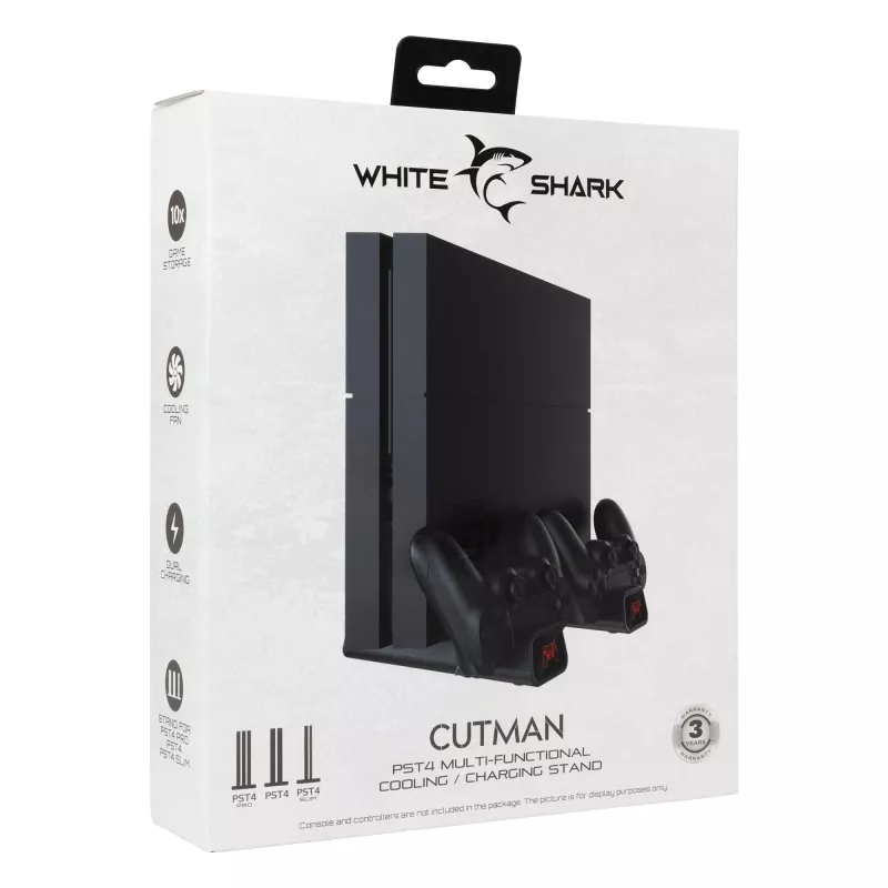 Podkładka chłodząca White Shark PS4-19076 Cutman z 2 stacjami ładowania kontrolerów