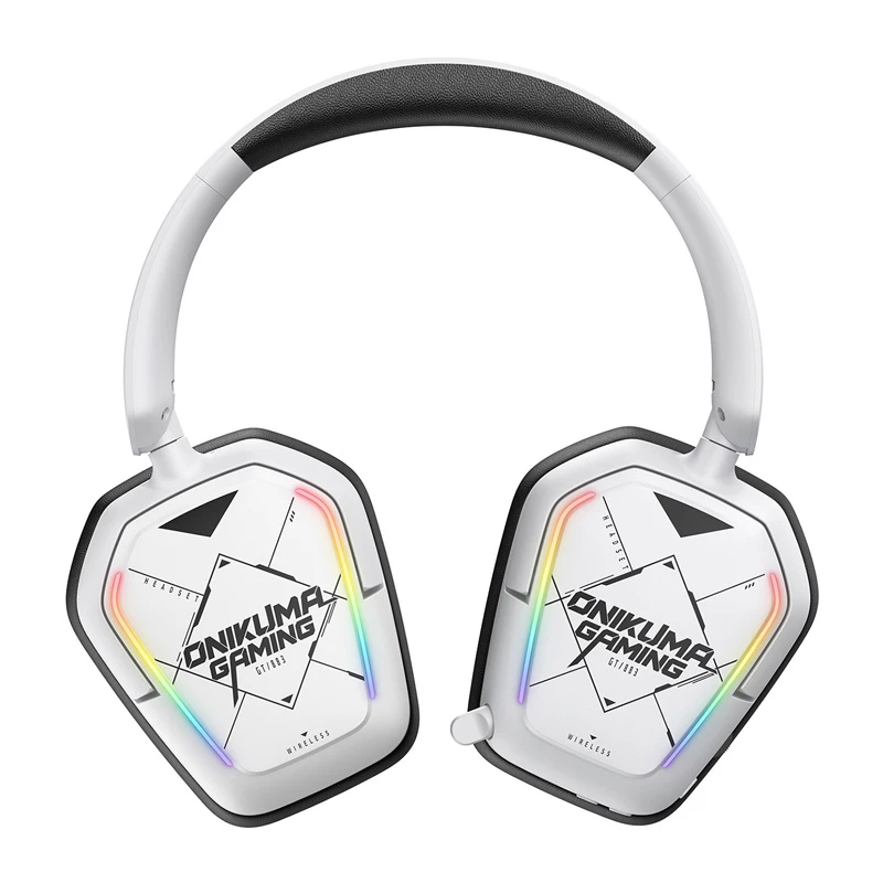 Przewodowy/bezprzewodowy zestaw słuchawkowy Onikuma GT883 biały — połączenie Bluetooth i przewodowe, konstrukcja nauszna