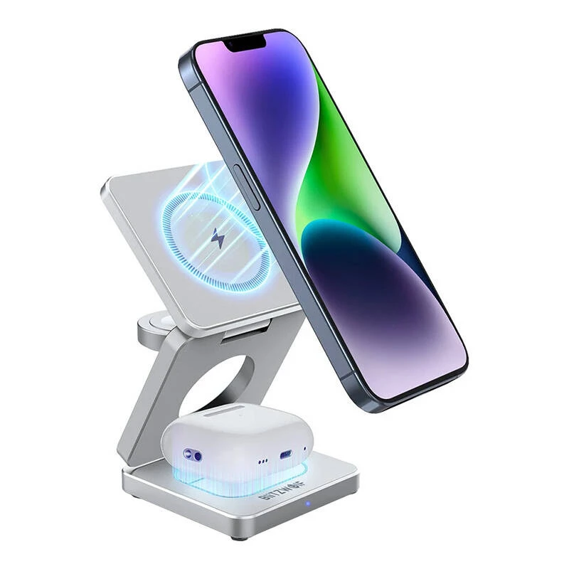 Ładowarka bezprzewodowa BlitzWolf BW-IW30 3-w-1 stacja szybkiego ładowania dla iPhone i Samsung, bezprzewodowe ładowanie 3 urządzeń