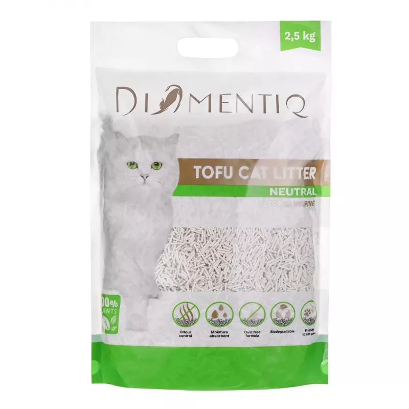 DIAMENTIQ Tofu Neutral Ultra clumping - żwirek roślinny - 2,5 kg