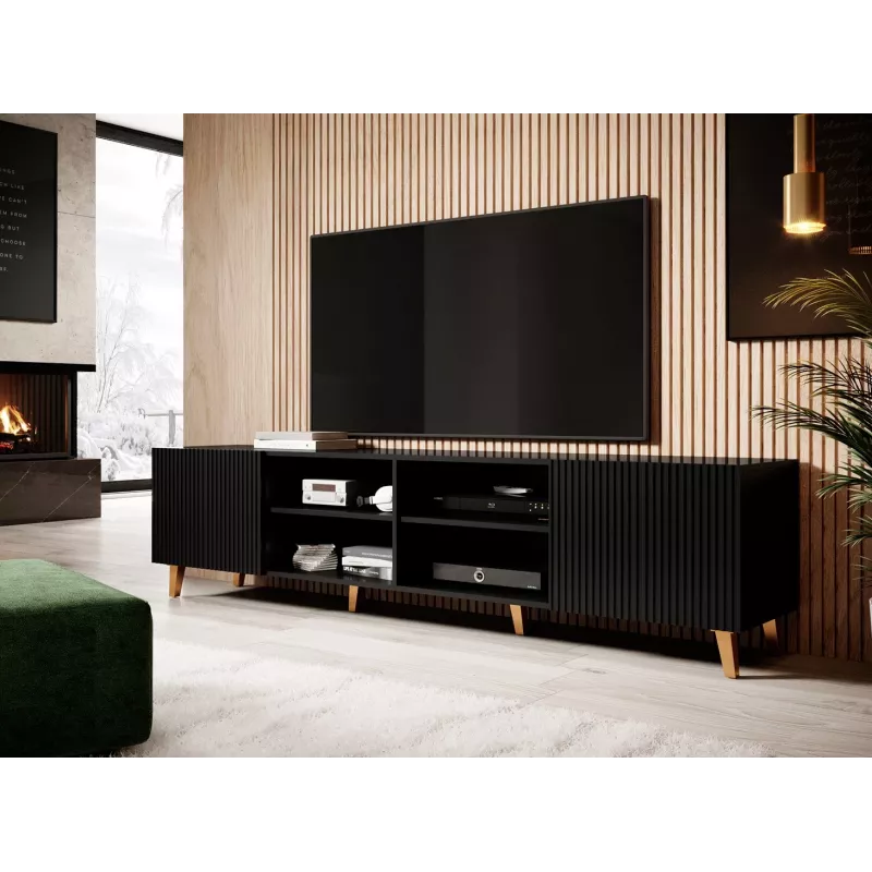 Cama szafka RTV PAFOS 200x42x52 czarny matowy