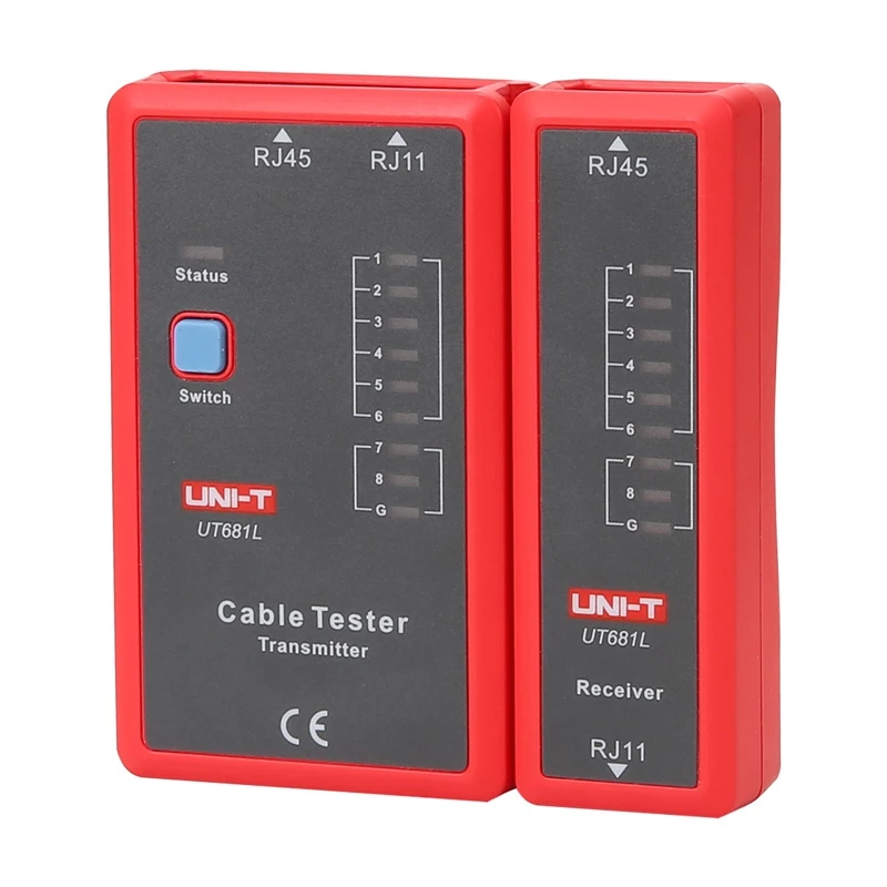Tester okablowania sieciowego Unit UT681L do złączy RJ45 i RJ11, sprawdzanie ciągłości i połączeń