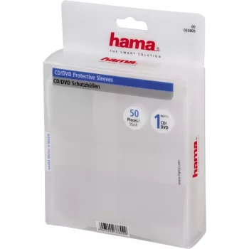 Hama CD/DVD Protective Sleeves, Pack of 50 50 discs Transparent
