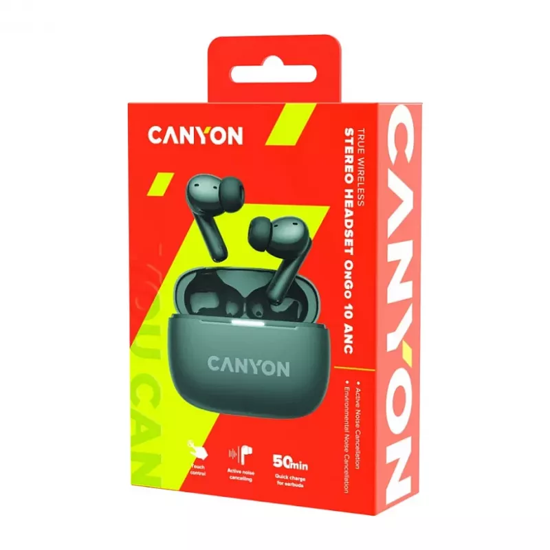 Słuchawki Canyon CNS-TWS10BK True Wireless Stereo (TWS) douszne do rozmów/muzyki/sportu/codziennego użytku USB Type-C Bluetooth Czarny (CNS-TWS10BK)