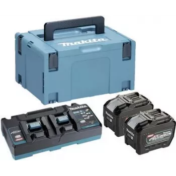 MAKITA 191Y97-1 - Zestaw zasilania kompatybilny z urządzeniami XGT (40V XGT Li-Ion | składa się z 2x akumulator BL4080F 8,0 Ah, podwójnej szybkiej ładowarki DC40RB, walizki) (191Y97-1)