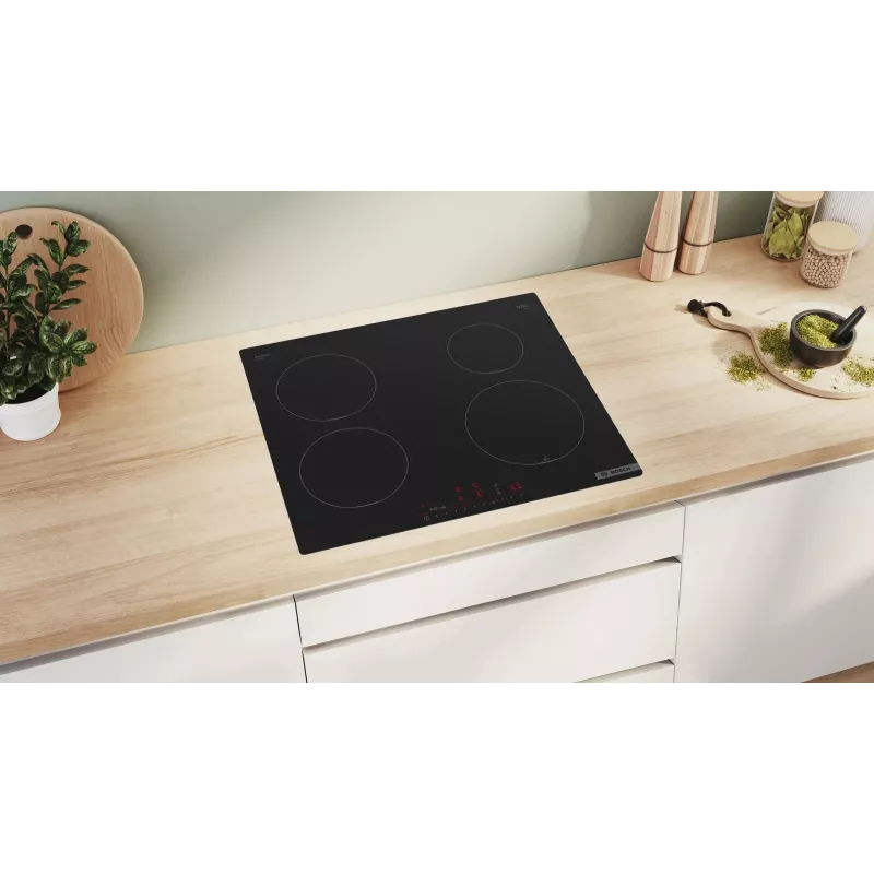 Płyta do zabudowy Bosch PUE611HC1E, Indukcja, 4 pola grzewcze, PerfectFry Plus, Home Connect, Moc Boost, 60cm, Czarna
