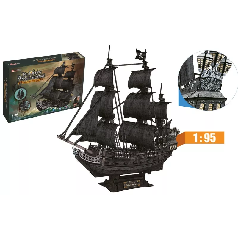 PUZZLE 3D Duży zestaw statków pirackich Queen Revenge