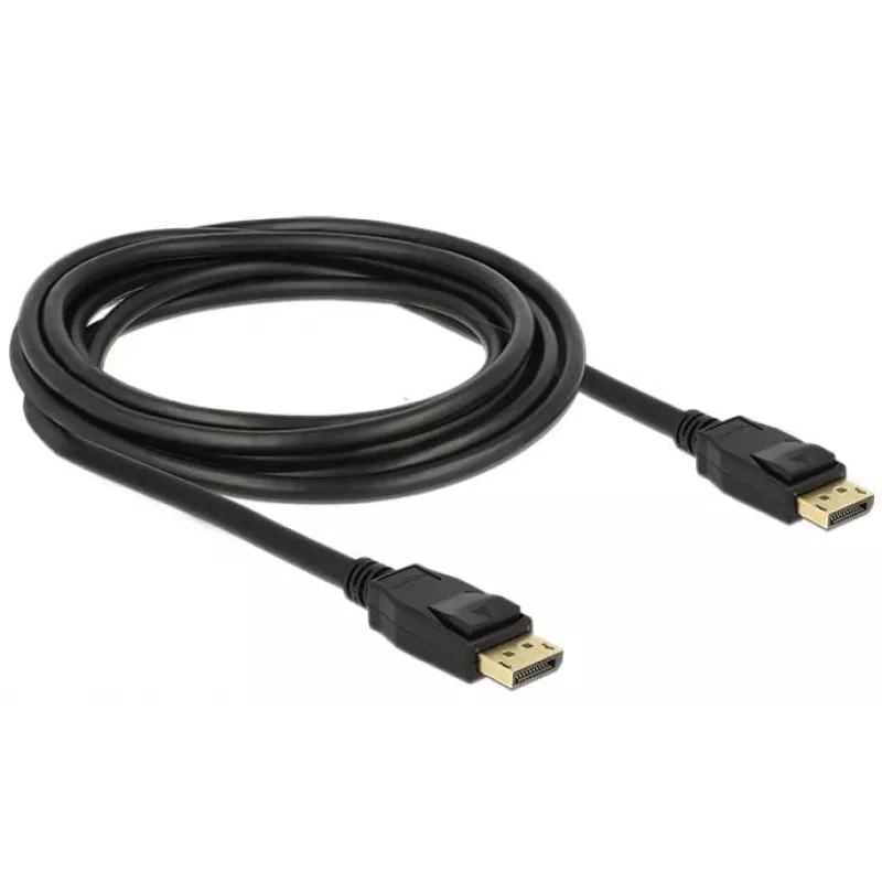Kabel DisplayPort Delock — DisplayPort (wtyk) do DisplayPort (wtyk) — 3 m — zatrzaskowy — czarny