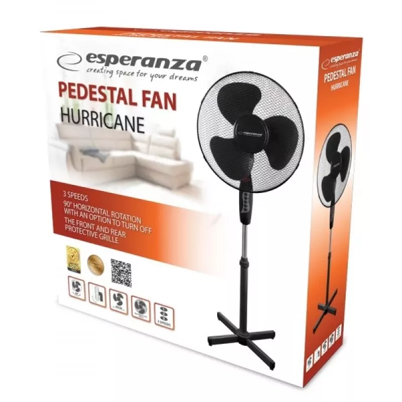 Wentylator domowy Esperanza EHF001KK czarny