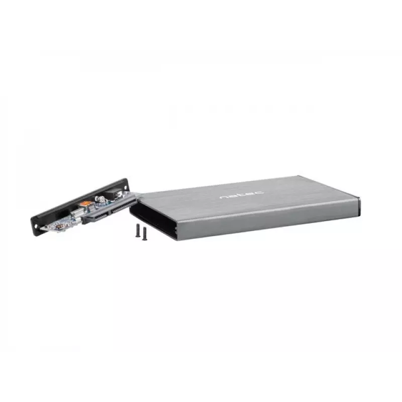 Obudowa zewnętrzna HDD/SSD NATEC Rhino GO — 2,5 cala SATA, 9,5 mm, USB 3.0, aluminium, szary, do 4 TB