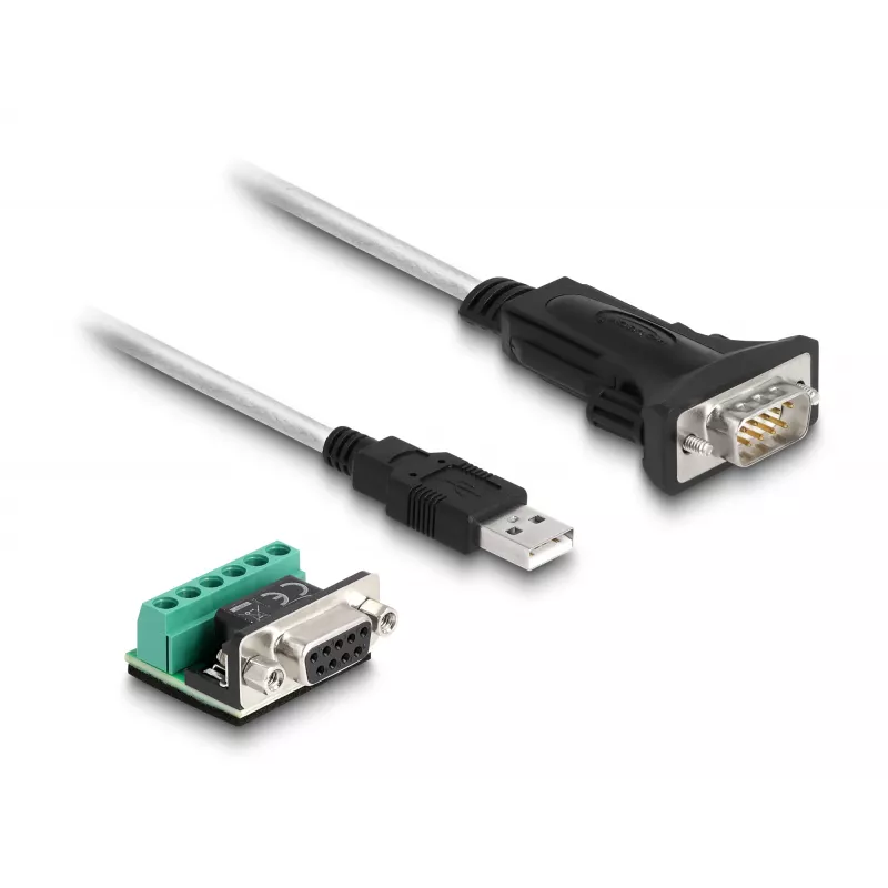 DeLOCK 63465 Kabel szeregowy Czarny Przezroczysty 1.8m USB Typ-A DB-9