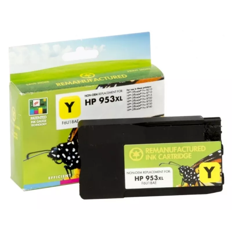 Kompatybilny wkład atramentowy Static Control HP 953XL (F6U18AE), żółty (nowy chip)