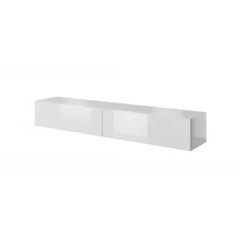 Stolik TV cama meble SLIDE 200 — 2000×400×300 mm, biały połysk MDF blat, biała rama