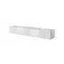 Stolik TV cama meble SLIDE 200 — 2000×400×300 mm, biały połysk MDF blat, biała rama