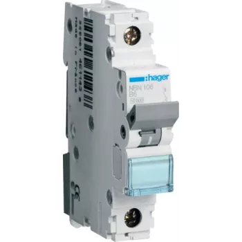 Wyłącznik nadprądowy Hager NBN106 1P, 6 A, 50–60 Hz, szer. 17,5 mm