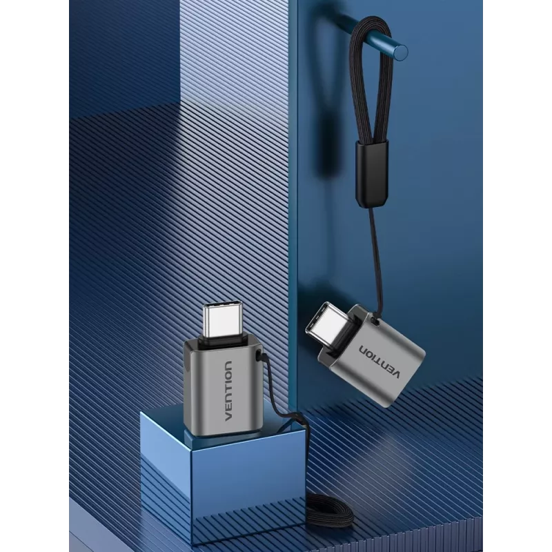 Adapter OTG Vention USB-C męski na USB 3.0 żeński, szary, stop aluminium