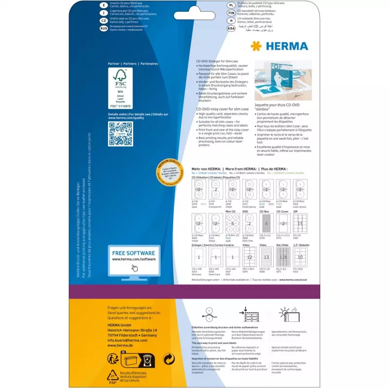 Karta wkładki CD HERMA 121x242 mm
