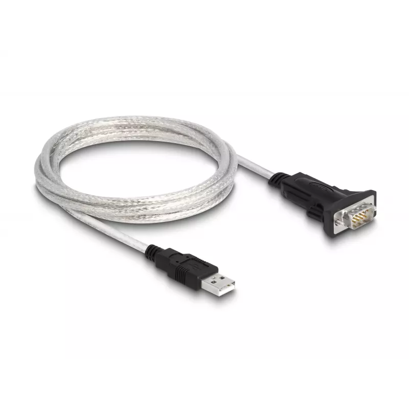 DeLOCK 63465 Kabel szeregowy Czarny Przezroczysty 1.8m USB Typ-A DB-9