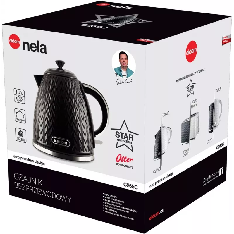 Czajnik ELDOM NELA, pojemność 1,7 l, moc 2000 W, czarny