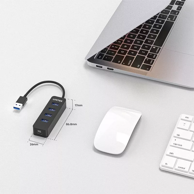 UNITEK uHUB Q4 USB 3.2 Gen 1 (3.1 Gen 1) Type-A 5000 Mbit/s Czarny