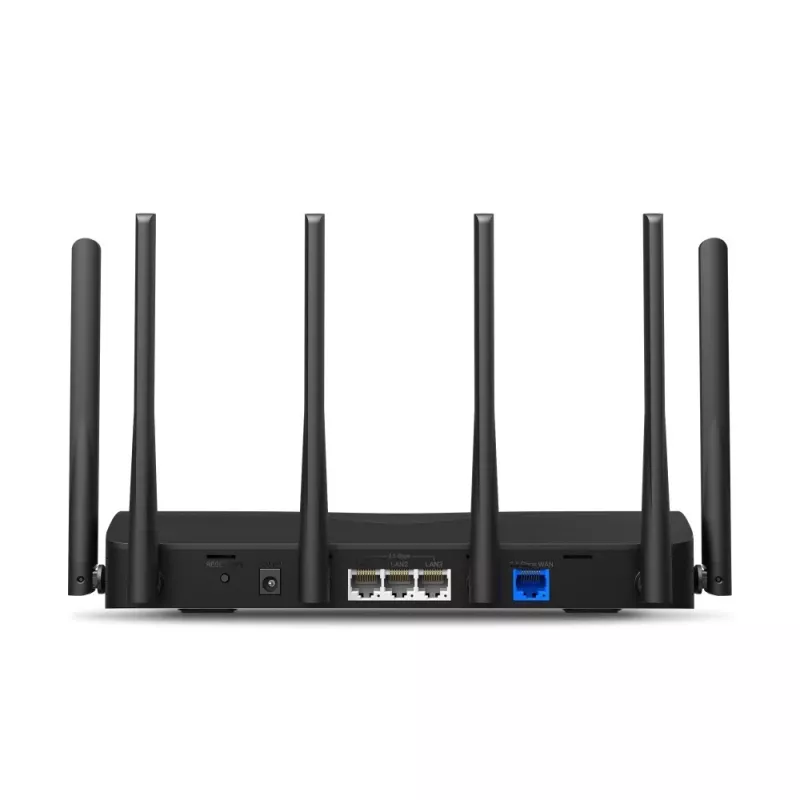Router biurkowy MERCUSYS MR47BE — Trójpasmowe Wi‑Fi 7 (2.4/5/6 GHz), 9300 Mbps, 3× RJ‑45, 2.5GbE, 6 zewnętrznych anten