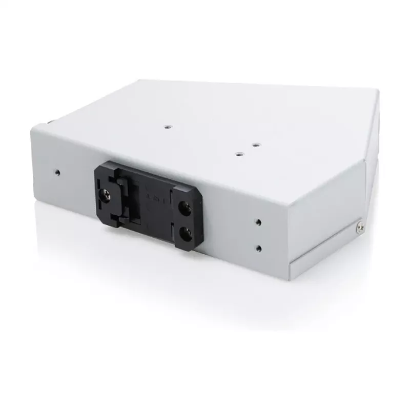 Rozdzielacz spawów światłowodowych na szynę DIN DIGITUS DN-96894 — kątowy, 6 SC SX / LC DX, aluminium, szary