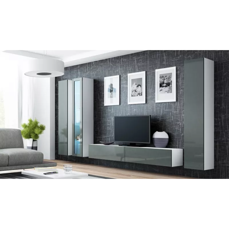 Cama Witryna VIGO '180' 180/40/30 biały/szary połysk