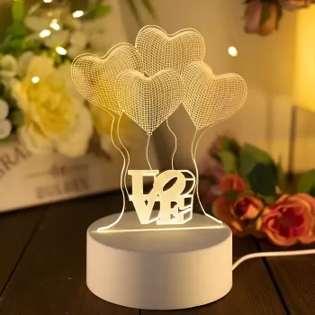 Lampka nocna Extralink HOME 3D Iluzja Optyczna Cztery Serca USB lampka nocna