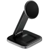 SATECHI 3-w-1 składana podstawka ładująca bezprzewodowo Qi2 (Space Gray) z wtyczkami typu A, C, G