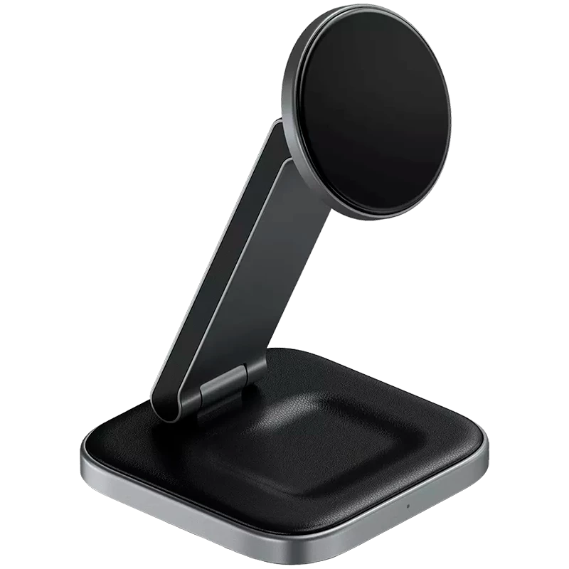 SATECHI 3-w-1 składana podstawka ładująca bezprzewodowo Qi2 (Space Gray) z wtyczkami typu A, C, G