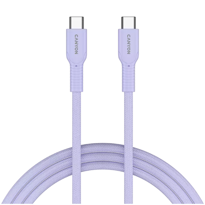 Kabel CANYON OnWire 60CL C-C 60W COLOR Pleciony 1m Fioletowy