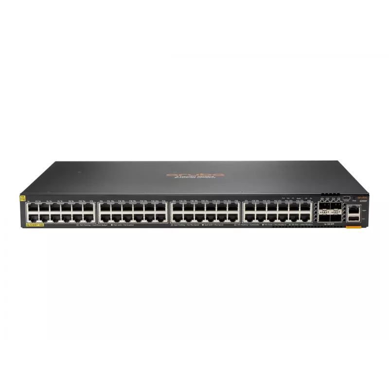 Hewlett Packard Enterprise HPE Aruba Networking CX 6200F 48G Class4 PoE 4SFP+ 740W Switch - Switch - maks. odległość stosowania 10 km - L3 - zarządzany - 48 x 10/100/1000 (PoE+) + 4 x 1 Gi